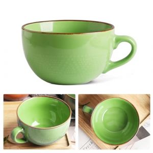 Grande tasse &agrave; caf&eacute;, 700 ml, grand bol &agrave; soupe avec poign&eacute;e, bols &agrave; c&eacute;r&eacute;ales avec poign&eacute;e, tasse &agrave; caf&eacute;, tasse &agrave; caf&eacute; XXL, grande tasse &agrave; th&eacute; en c&eacute;ramique (vert) (iglood, neuf)