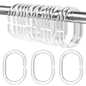 Clyhon 36pcs Anneaux de Rideau de Douche en Plastique en Forme de C Crochets de Rideau pour Rideau de Porte, Rideau de fen&ecirc;tre (Clyhon, neuf)