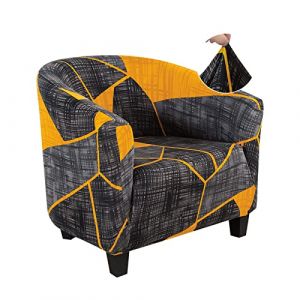Jaotto Housse de Fauteui Cabriolet 1 Place, Housse de Fauteui Crapaud Extensible Chesterfield, Housse Fauteuil Salon Club il Lavable, Couverture de Fauteuil Facile à Installer et à Laver,Gris Orange (Jaotto, neuf)