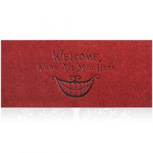 Paillasson d'entrée Durable et Amusant - Paillasson d'extérieur Welcome We're All Mad Here pour grattoir à Chaussures, paillasson d'intérieur Discret avec Envers antidérapant - Rouge (OrangeRight, neuf)