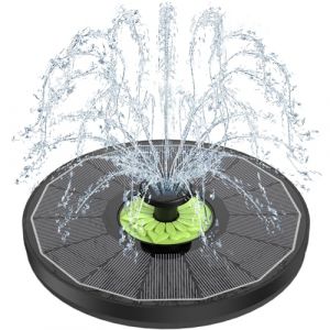 SZMP Fontaine Solaire Extérieur, 3.5W Flottante Pompe Bassin Solaire, 2025 Fontaine Solaire Verre avec 7 Buses & 4 Tiges Fixes pour Bain d'oiseaux Aquarium Jardin (Noir) (SZMP, neuf)