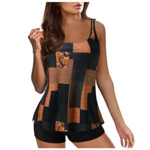 Tankini Femme Maillot De Bain Femme 2 Pièce 2024 Été À Volants Taille Hte Tankini Set Grande Taille Push Up Floral Maillot De Bain Deux Pièces Maillot De Bain Femme 1 Pieces Natation (Coffee-a, XXL) (Zedacos, neuf)