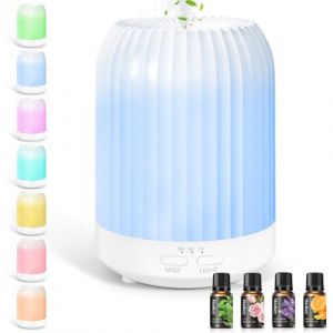 BUOAZR Diffuseur Huiles Essentielles, 250ML Diffuseur Ultrasonique Arômes, 7 Couleurs LED Humidificateurs, Diffuseur avec Arrêt Automatique, Minuteur, Diffuseur de Parfum pour Salon, Chambre(Blanc) (MARKET POLIGNONE ANNUNZIATA S.R.L., neuf)