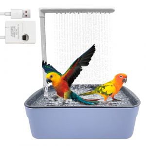 Baignoire pour Oiseaux, Baignoire Automatique pour Oiseaux avec Douche d'eau Circulante Douche Bain de Perroquet Automatique Fontaine de Bain Automatique pour Gris Africain, calopsitte, Conure (DongGuanShi FeiDa DianZi ShangWuYouXianGongSi, neuf)