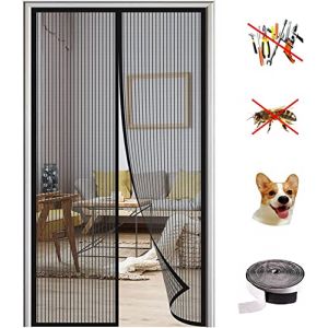 KZhanmy Moustiquaire Magnétique Porte,Fermeture Automatique Anti-Mouche Insectes Rideau Porte,Anti-Moustiquaire pour Porte de Balcon et Porte Patio.-Black A|| 160x190cm(62x74inch) (KZhanmy®, neuf)