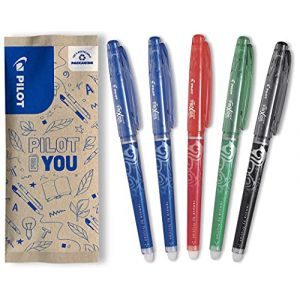 PILOT - Lot de 5 Stylos Roller FriXion Point - Stylo Gel Roller Effa&ccedil;able - 2 Bleus, Vert, Rouge, Noir - Pointe Fine (LAZERJET, neuf)