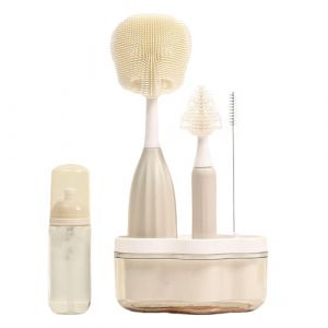 GREATRICH Brosse Biberon Bébé avec Fonction Mousse Pressée, Goupillon Biberon Silicone Flexible, Nettoyeur Biberon Complet pour Biberons, Tire-Lait, Tétines, Tuyaux, Idéal Maison et Voyage (GREATRICH, neuf)