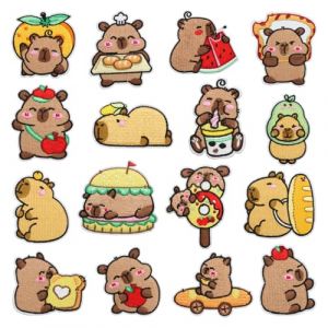 FOSDICK 16 Pi&egrave;ces Capybara Patch Thermocollant Vetement, Dessin Anim&eacute; Ecusson Thermocollant Enfant, Mignon Capybara Ecusson a Coudre, Patch Vetement pour Chapeaux Jeans T-Shirt pour Enfants et Adultes (FOSDICK, neuf)