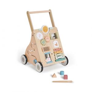 MS Montessori MAXI &ndash; Trotteur en bois pour b&eacute;b&eacute; | Chariot de marche avec jouets et activit&eacute;s pour les premiers pas | D&eacute;ambulateur b&eacute;b&eacute; +12 mois (SLEEP & PLAY, neuf)