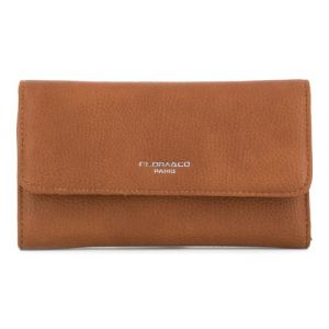 flora & co Portefeuille Femme Tout-en-Un Rabat - Porte-ch&eacute;quier avec Porte-Cartes et Monnaie 3 en 1 - Compagnon 3 Volets Grande Capacit&eacute; Fourre-Tout - Classique - Similicuir Souple - Camel (CROCOCHIC, neuf)