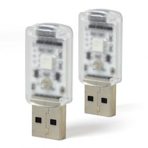 2pcs Lampe LED USB 7 Couleurs, Lumi&egrave;re d'Ambiance Int&eacute;rieur Voiture, Synchronisation Musicale, Capteur Audio, Changement de Couleur, Mini Lumi&egrave;re d'Ambiance pour Auto, PC, Ordinateur, Batterie Externe (QianGeShengXin, neuf)