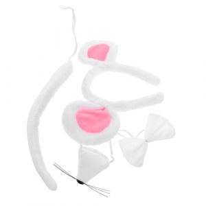 GANAZONO Bandeau Oreilles De Souris Blanc Duveteux Taille Réglable Costume De Souris Adulte Accessoire Fête Carnaval Bal Masqué (JUNEE, neuf)