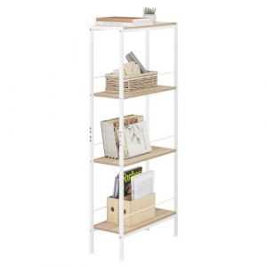 WOLTU Étagère Rangement, Étagère Étroite à 4 Niveaux, en MDF avec Cadre Métallique, Chêne Clair+Blanc, L50xP20xH110cm, RGB53whe (WOLTU GmbH, neuf)