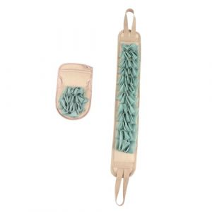 IMIKEYA Lot de 2 Moufles Exfoliants et Lani&egrave;re de Bain Double Face en Polyester et Coton Brosse &agrave; Dos Nettoyante Massage Corporel Bain Exfoliation Quotidienne pour Peau Lisse Accessoires Pratiques (Elsy Abbas, neuf)