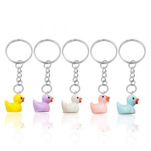 Porte-Cl&eacute;s Canard 5 Pi&egrave;ces en R&eacute;sine, Dessin Anim&eacute; Mignon, Breloques De Sac Int&eacute;ressantes, Mini Pendentif (LUMINAT TRADING, neuf)