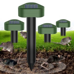 Anti Taupes Ultrasons, 4 Pièces Répulsif Taupes Ultrasons Solaire,Chasse Taupe Ultrason Solaire, Répulsif Serpent Ultrason, Répulsif Taupe, Chasse TaupeSolaire, Répulsif pour Anti Taupe (BOJYS, neuf)