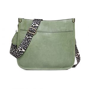 NICOLE & DORIS Sac Bandouli&egrave;re Femme Sacs &agrave; Main Port&eacute;s &eacute;paule en Cuir PU Sac Besace Multi Poches Shopping Bag Sac Crossbody Messenger Grande Sac Cartable en L&eacute;opard Vert Clair (GUGGIARI S.R.L, neuf)