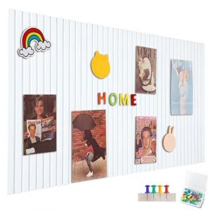 Grande plaque en li&egrave;ge de 90 x 60 cm, Tableau d'affichage d&eacute;coratif en li&egrave;ge en feutre blanc, 0,9 cm d'&eacute;paisseur, Tableau photo pliable avec ruban adh&eacute;sif autocollant, Tableau de vision en (BALANEA ONLINE S.R.L., neuf)