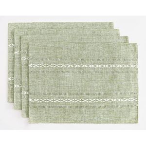 Wracra Set de Table Lavable en Machine, Lot de 4 Set de Table 30 x 45 cm Réutilisable Rectangulaire Lin de Coton Set de Table Résistant à la Chaleur (Vert Sauge) (Wracra, neuf)