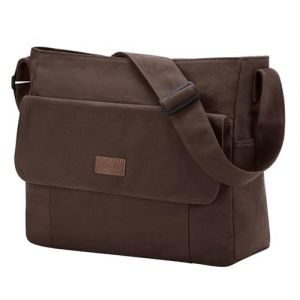 Chase Chic Toile Sac Bandoulière Femme Homme,Sacs d'épaule Sacoche Messager pour Ordinateur Portable 15.6",Sac a Main Sacs Besace pour Travail Voyage Ecole(Café) (Chase Chic, neuf)