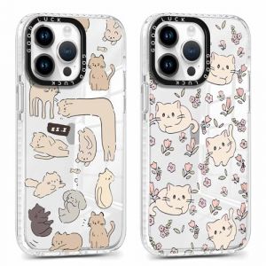 Xylota 2 Pi&egrave;ces Coque pour iPhone 15 Pro Max 6,7",Transparente Mignon &Eacute;tui avec Anim&eacute; Motif Chat, Ultra Mince TPU Souple Silicone Clair Housse Antichoc Protection Case Cover pour iPhone 15 Pro Max, 04 (AMCREST HOLDINGS, neuf)