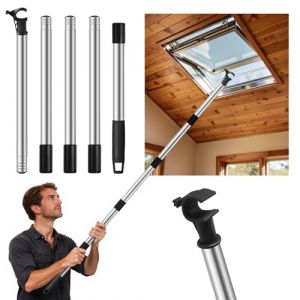 Canne T&eacute;lescopique pour Stores et Fen&ecirc;tres De Toit: Perche Telescopique Con&ccedil;u pour Contr&ocirc;ler les Lucarnes - pour Ouverture et Fermeture de Fen&ecirc;tre - Acier Inoxydable 185 cm (A set) (MoKeTing, neuf)