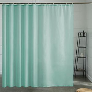 Furlinic Rideau de Douche Anti Moisissure Tissu en Polyester Imperm&eacute;able Rideaux de Douche Textile Lavable pour Baignoire ou la Salle de Bain 16 Crochets de Rideau Douche Vert Brume 244x200cm. (newpower, neuf)