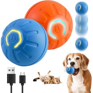 HOIDOKLY Jouet interactif pour chien, balle rebondissante, avec fonction de réveil intelligente, rechargeable, évite les obstacles, bleu + orange (Hoidokly Direct, neuf)