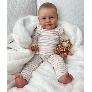 Zero Pam Bebê Reborn Realiste 24 Pouces Poupées Reborn Nouveau-nés Yeux Bleus Baby Reborn en Silicone Reborn Poupée Bébé Corps en Tissu Doux (KRT-DOLLS, neuf)