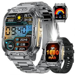 SUNKTA Montre Connect&eacute;e Homme Militaire,1000mAh Longue Autonomie Batterie/2.01&lsquo;&rsquo; Grand &Eacute;cran avec Appels/Lampe de Poche/IP68 &Eacute;tanche Fr&eacute;quence Cardiaque/P&eacute;dom&egrave;tre,Smartwatch pour Android iOS (Xiaxin shop, neuf)