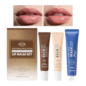 Baumes &agrave; L&egrave;vres - Kit de Cr&egrave;me Hydratante Portable - Baume &agrave; L&egrave;vres Aromatis&eacute; avec Masque Visage - Pour Voyage D&eacute;placements Vacances Saint-Valentin Maquillage Pores du Visage (vusintalu, neuf)