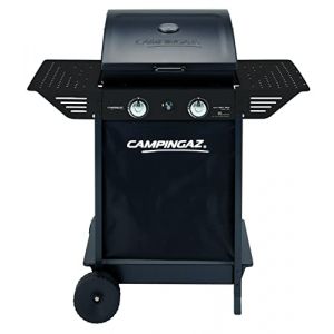Campingaz Xpert 100 L Plus Rocky Barbecue à gaz pour pierre volcanique, barbecue à gaz avec 2 brûleurs, 7,1 kW de puissance, 2 grilles en acier chromé, 2 tables latérales et pierres de lave (WEBSTER IT, neuf)