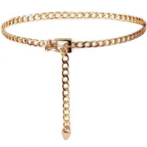 TIESOME Ceinture Chaîne pour Femme, Ceinture Chaîne en Métal Ceinture Réglable, Ceinture Maigre, Jupe Ceinture pour Femme, Ceinture Chaîne pour Femme (M：110cm) (Tmiao, neuf)