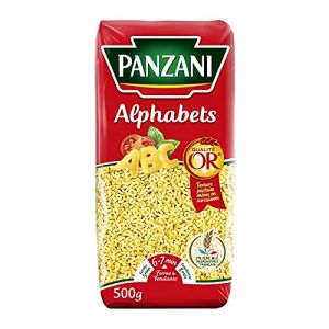 PANZANI - Pâtes Alphabets pour soupe, 500g : des lettres ludiques pour égayer vos plats de pâtes ! - Lot De 4 - Vendu Par Lot (Marché Parisien, neuf)