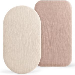 Susurration Lot de 2 Draps Housses Cododo pour Lit B&eacute;b&eacute;,100% Coton Mousseline Draps Housses Poussette Lit de Voyage et Couffin 50x90cm (Sable) (Allkim, neuf)