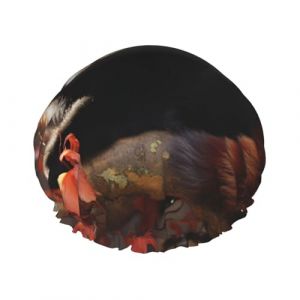 Bonnet de douche panda rouge pour femme, double couche, bonnet de bain épais réutilisable et imperméable avec bande élastique, bonnet de douche lavable pour homme et femme, spa et salon (Haitaoshangmao, neuf)