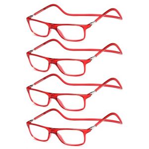 NEW VISION Lunettes 4 pack, Lunettes Loupe, Lunettes De Lecture Magn&eacute;tique, Longueur R&eacute;Glable Lunette De Lecture Homme Femme, NV2904 (4ROUGE, 2, x) (New Vision Milano, neuf)