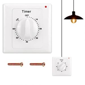 Compte à rebours Interrupteur : minuteur AC 220 V 60 minutes Interrupteur d'éclairage avec minuterie, étanche IP65 Contrôle du compte à rebours Prise pour ventilateur de salle de bain Lumières (RAMONISA SHOP, neuf)