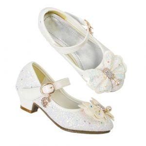 JerrisApparel Chaussures Princesse Fille Fête Déguisement Mariage Mary Janes (28 EU, Blanc) (Umupi EU, neuf)