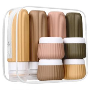 Lot de 8 Flacon Voyage kit, Contenant Voyage à Remplir 30/90ml,Flacon Voyage Silicone Réutilisable et Étanche Contenant de Bouteilles de Voyage,kit avion trousse de toilette (STANILA FOYA SHOP S.R.L., neuf)