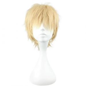 RiRaku Anime Cosplay Perruque Noiz Yellow Short Halloween Costume Cosplay Perruque,pour F&ecirc;te Carnaval No&euml;l (ZouPingPengQiJianZhuGongChengYouXianGongSis, neuf)