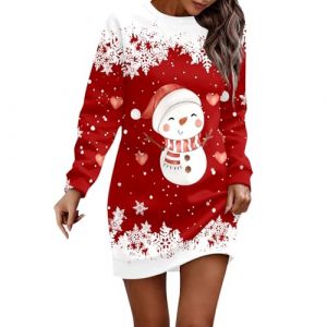 WVONIF Robe M&egrave;re No&euml;l Femme Flocon de Neige Robe Ann&eacute;e 50 Grande Taille Noel Robes Pull Sexy Chic Hiver Chaud en Tricot Mode Pullover Manches Longues Robes D&eacute;guisement Noel Adulte (a-Red, XXL) (BAULMD（90% Big Promotion Without Discount Code ）, neuf)