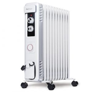 Pro Breeze Radiateur bain d'huile 2500W, 11 &eacute;l&eacute;ments - Radiateur &eacute;lectrique mobile - Chauffage avec Minuterie 24 heures int&eacute;gr&eacute;e, 3 niveaux de chaleur, thermostat r&eacute;glable, arr&ecirc;t de s&eacute;curit&eacute; (One Retail Group, neuf)