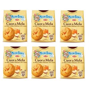 Mulino Bianco Cuor di Mela Lot de 6 biscuits italiens avec de véritables morceaux de pomme et purée de pomme 300 g (Joytaly, neuf)