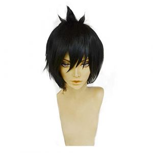 LINLINCD -Wig Anime Cosplay Anime Perruque Fairy Tail Cosplay Zeref Dragneel Perruque courte noire Costume Halloween pour Halloween, fête costumée, concerts (qiu lai shan mao hang, neuf)