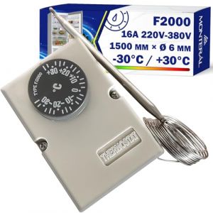 Thermostat Universel F2000 Taille Capillaire 1500 mm x Ø 6 mm Température de Fonctionnement -30°C / +30°C 16A 220V-380V pour une Utilisation comme Thermostat Frigo Climatiseur - MONTERAL (MONTERAL, neuf)