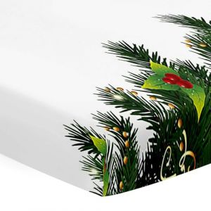 Hiseng Drap Housse pour Lit Bébé Enfant Imprimé Noël Doux Draps Housses pour lit de Bébé et lit d'Enfant Protège Matelas Compatible pour Berceaux de Chevet (Sapin de Noël,65x95cm) (Hiseng, neuf)