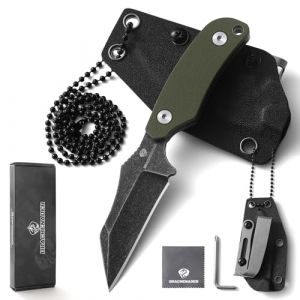 DRACHENADER Couteau de cou avec &eacute;tui Wharncliffe Small avec acier D2, couteau Full Tang Petit couteau mini Outdoor parfait pour la randonn&eacute;e et EDC (DRACHENADER, neuf)