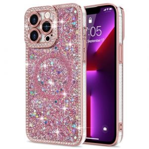Lafunda Coque Compatible avec iPhone 13 Pro Paillette Cristal Antichoc Étui avec Brillante Diamont pour Femmes et Filles Coque de Protection pour iPhone 13 Pro Rose (ukyisizan, neuf)