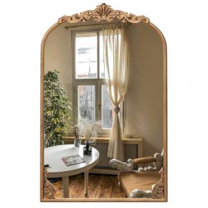 LIFEZEAL Miroir Mural Baroque Vintage, Miroir dor&eacute; avec Forme d'arc, D&eacute;coration Murale en Laiton avec Cadre en m&eacute;tal pour Salon et Couloir (Dor&eacute;, 95 x 66 CM) (LIFEZEAL ITALY S.R.L., neuf)